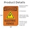 Signmission Electric Fence With Symbol OSHA Warning Sign, Vinyl Decal, 18in W x 24in L, 2PK OS-2PACK-WS-D-1824-V-13121 - alternate 4